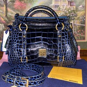 VERY RARE BLUE DOONEY & BOURKE EXQUISITE SM CROCO SATCHEL NEW WITH TAGS BEAUTY !